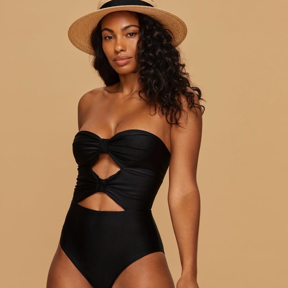 Fe Noel Black One-Piece Swimsuit with Geometric Cutouts